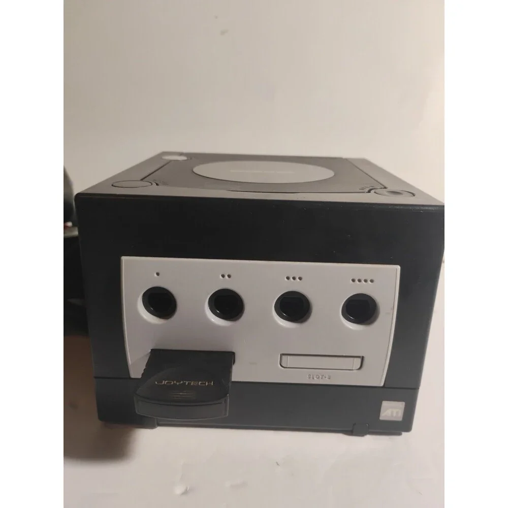Nintendo GameCube Game Console Black System DOL 001 W/2 Remote, Adapter Tested